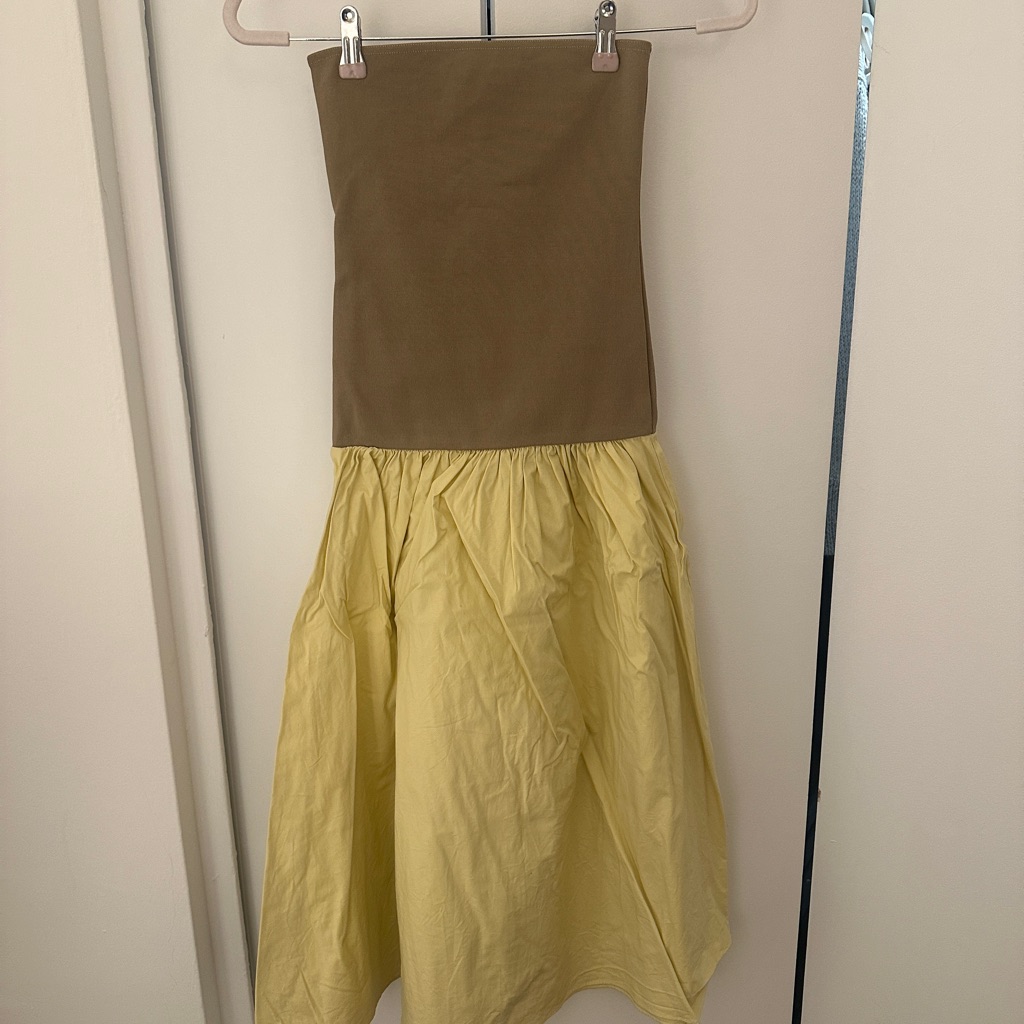 Weworewhat Tan/Yellow Woven Knit Mix Dress